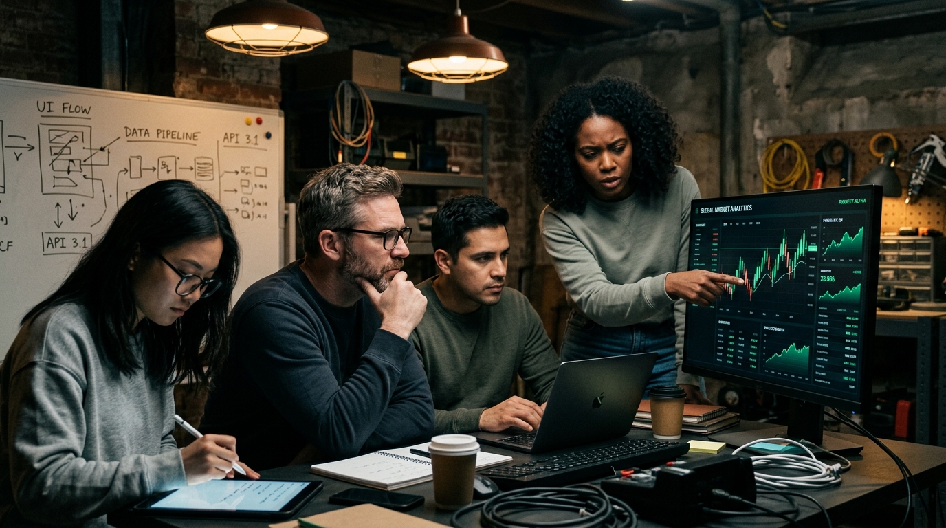 Executive team collaborating with Obsidian Wealth OS financial software
